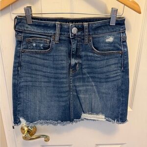 American Eagle Outfitters Distressed Blue Mini Skirt